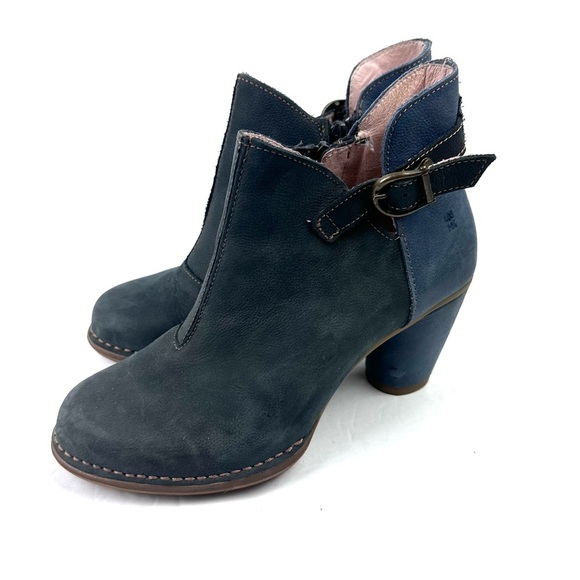 El Naturalista Colibri Ankle Boot 36 Blue Tone Leather Heeled Bootie Womens - Picture 1 of 9